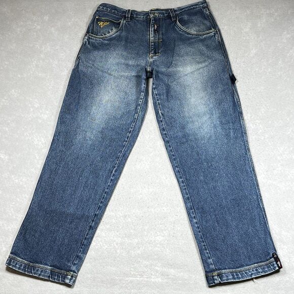 Vintage Esco Willie 90s Y2K Jeans Mens 36 Blue Wide Baggy Jeans Denim Pockets - Picture 2 of 15